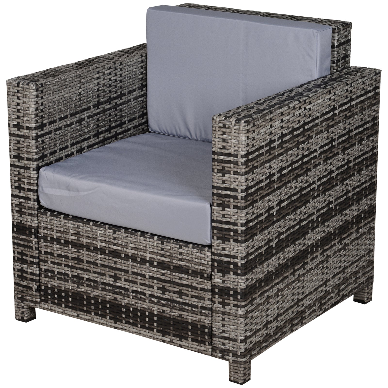 Patio Rattan Wicker Furniture Single Cube Chair Sofa Outdoor | Gray