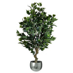 100cm  Realistic Artificial Ficus Tree / Plant Bush Ficus Silver Curve Planter