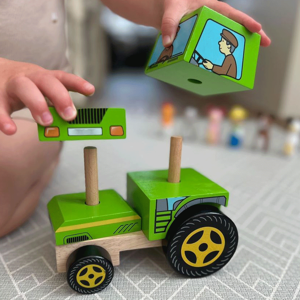 Wooden Stacking Tractor Toy And Puzzle