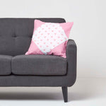 Cotton Cushion Cover With Hearts And Polka Dots Pattern | 45cm x 45cm | Pink