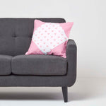 Cotton Cushion Cover With Hearts And Polka Dots Pattern | 45cm x 45cm | Pink