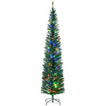 6/7.5ft Artificial Pencil Christmas Tree With Steel Base | 7.5ft | Green