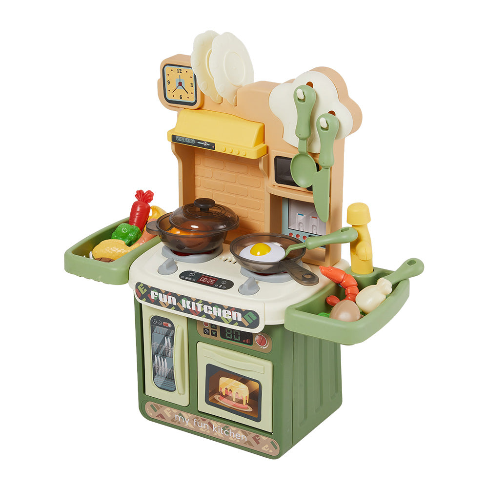 Kids Pretend Kitchen Playset With Sounds, Light And Play Food | Green