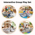 Soft Play Set 5pc Pu Leather Foam Blocks Baby Climbing Sliding Indoor Grey | Grey