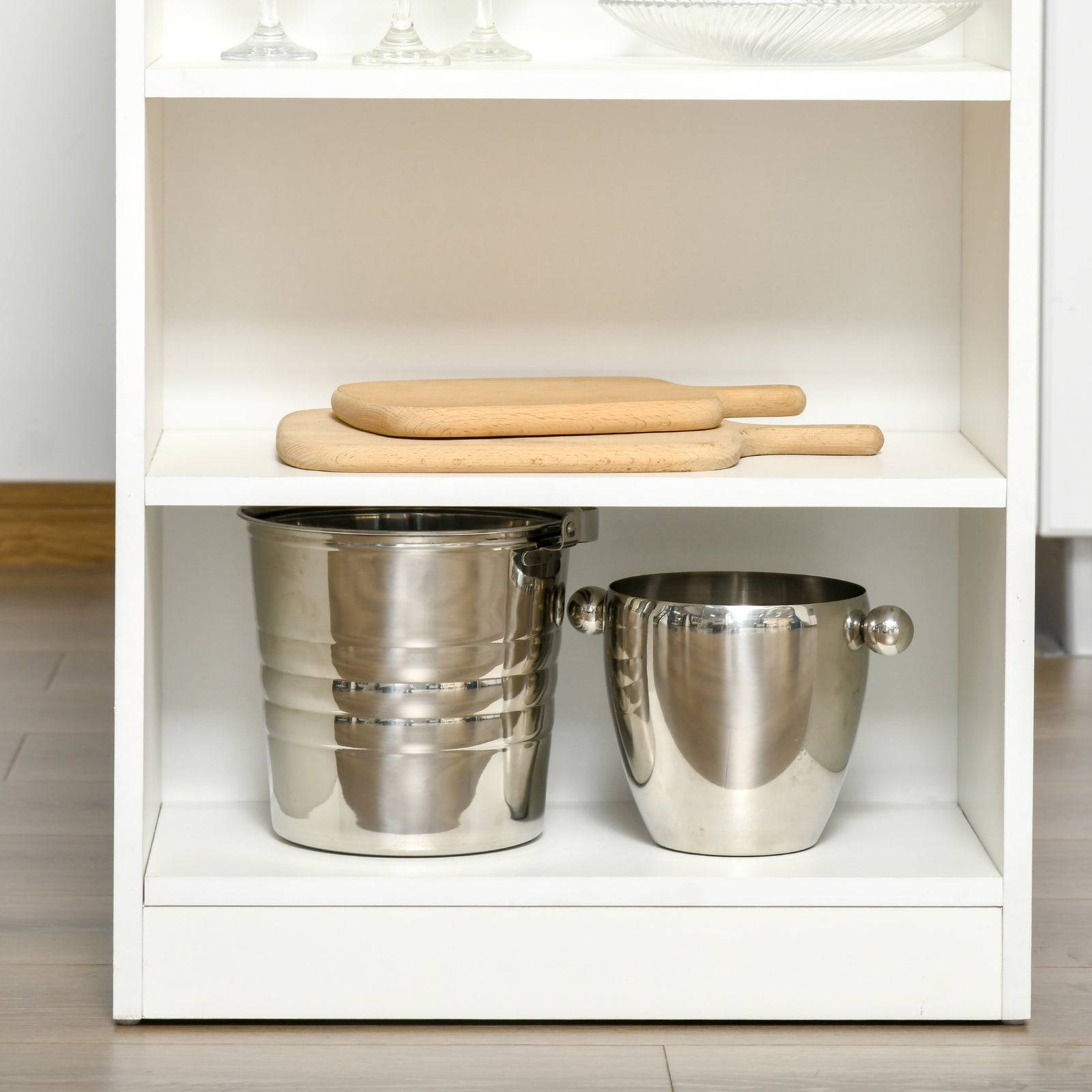 Table Kitchen Dining Table W/ 3-tier Storage Shelf | Beige