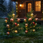 Set Of 2 Pre-lit Artificial Christmas Trees Urn Fillers With Tripod Stakes