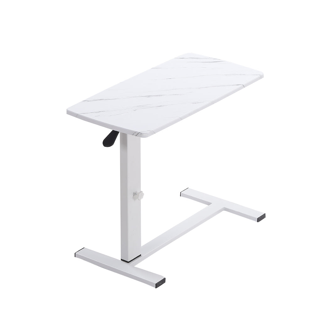 Overbed Table With Wheels, Small Standing Desk, 80 X 40 Cm Tabletop, 67-91cm Adjustable Height | White