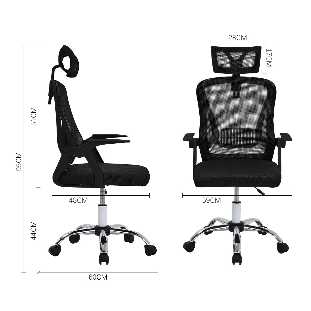 Swivel Office Chair With Headrest | Black