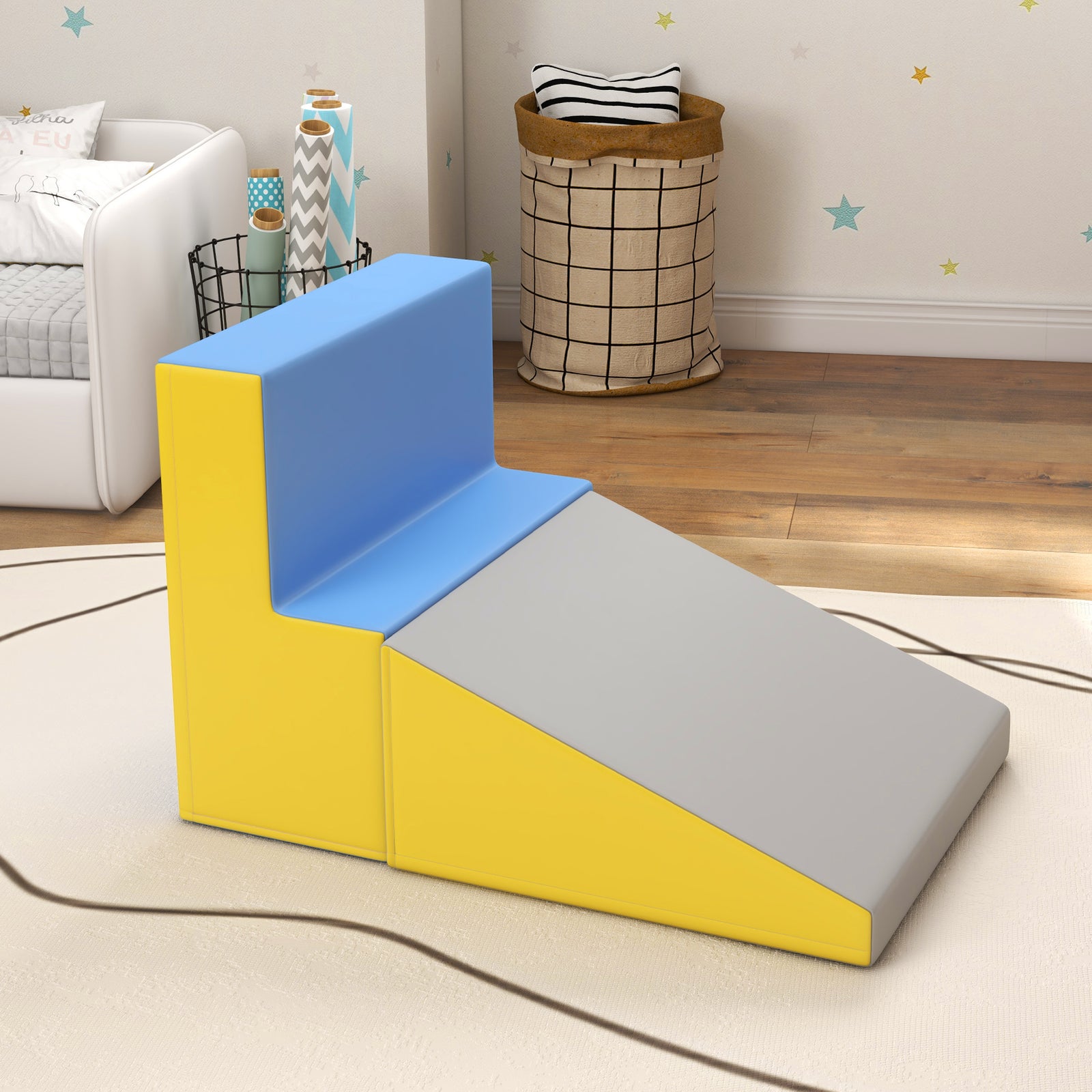 2 Piece Soft Play Set For Toddler Climb And Crawl | Grey