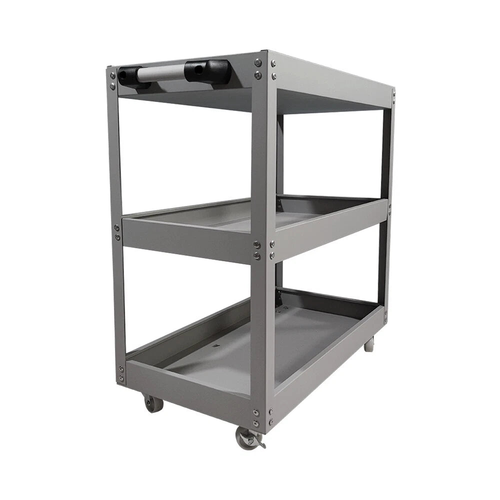 Tool Storage Heavy Duty Durable Garage Trolley Workshop 3 Tier Wheel Cart Shelf | Grey
