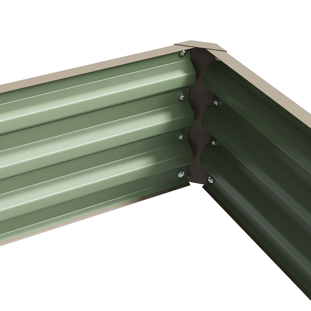 L-shaped Galvanized Steel Raised Garden Bed | One Size | Brown