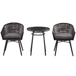 3 Pcs Patio Wicker Bistro Set W/ 2 Chairs & 1 Coffee Table