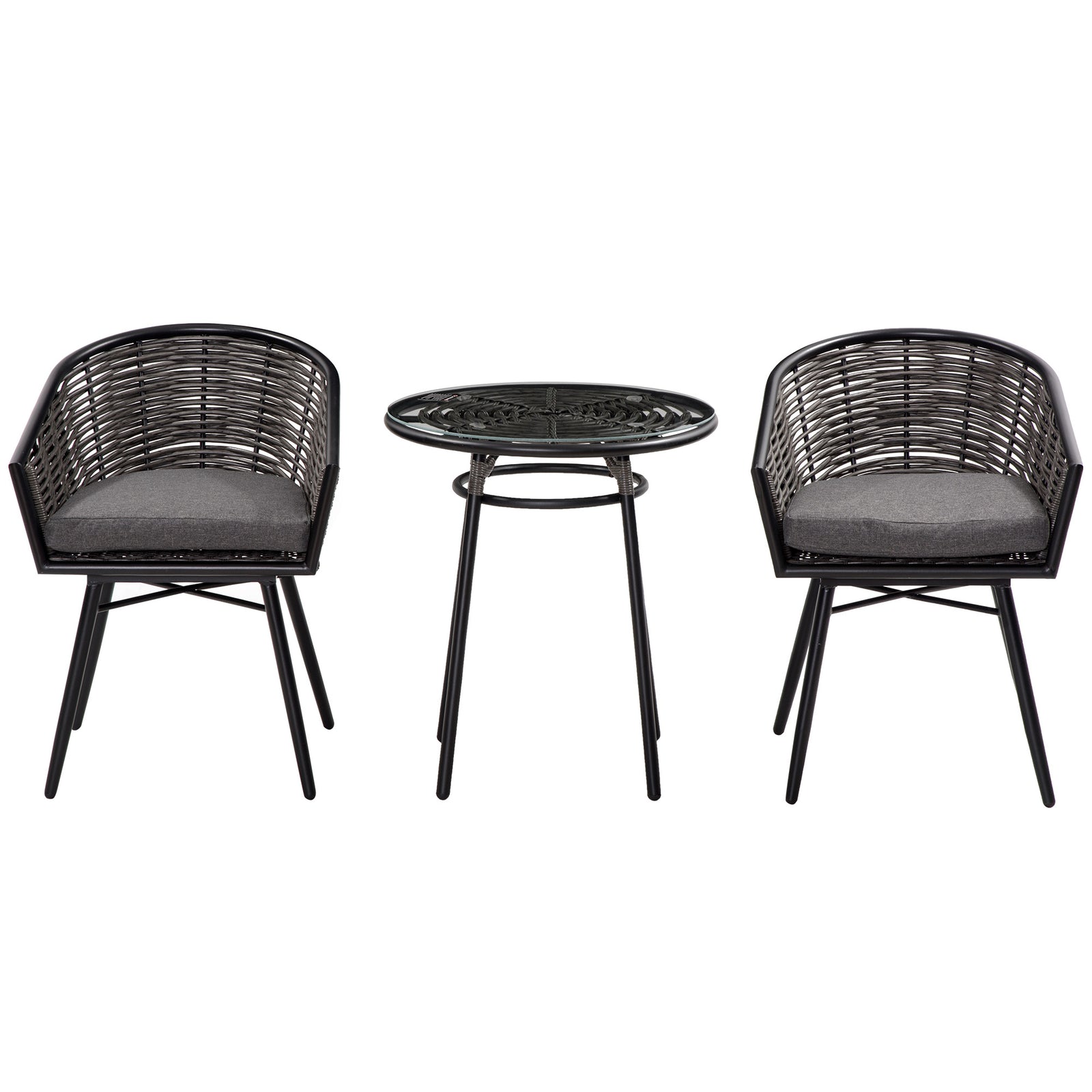 3 Pcs Patio Wicker Bistro Set W/ 2 Chairs & 1 Coffee Table