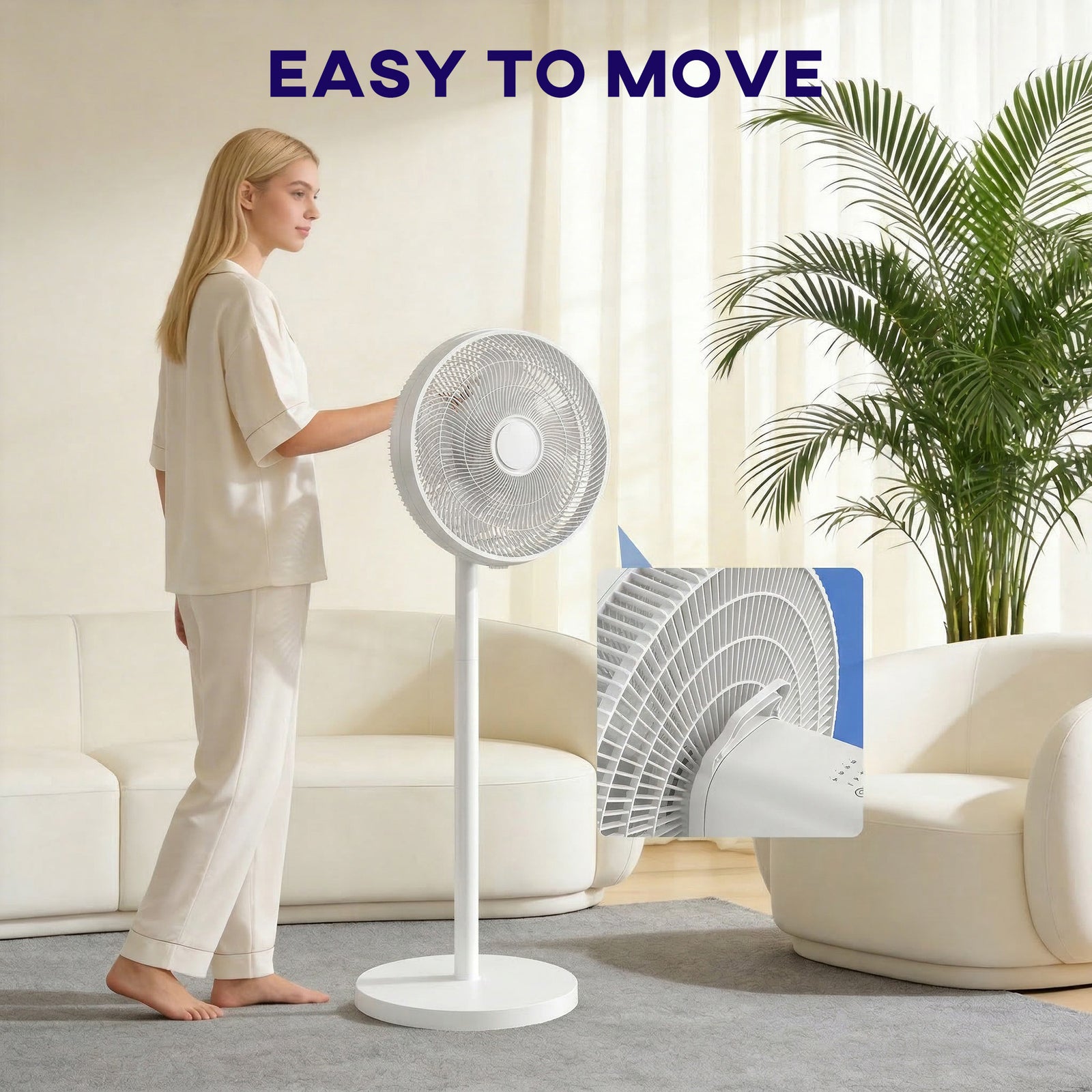 40 Cm Standing Pedestal Fan, Quiet Electric Cooling Floor Fan | White