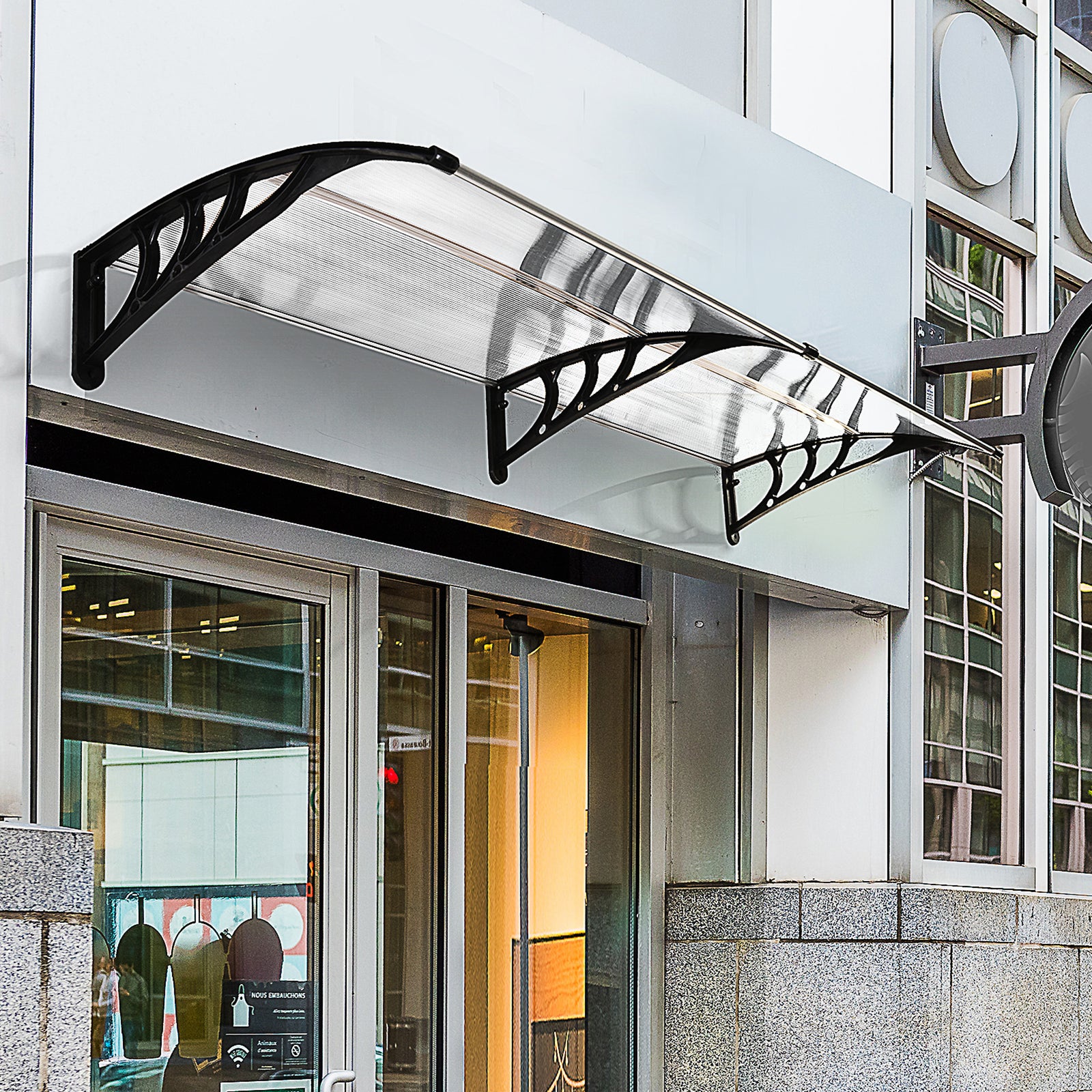 Outdoor Curved Window Canopy, 0.8x2m | White