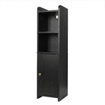 Bathroom Cabinet Slim Corner Storage Adjustable Shelves Pb Mdf | Black