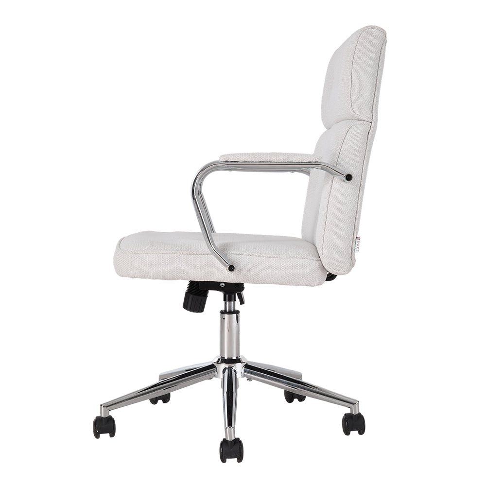 Ergonomic White Chenille Office Chair – Modern Design, 360° Swivel, Adjustable Height, Recline 15°