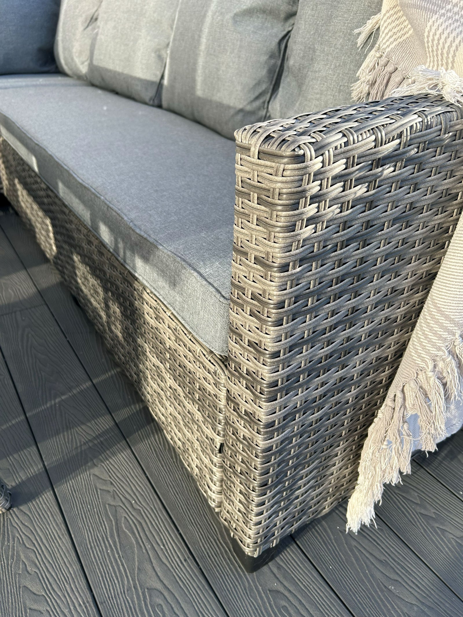 York 8 Seat Mixed Grey Rattan Corner Sofa Dining Set