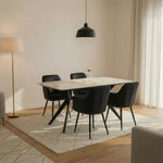 San Diego Marble Top Dining Table With Charlotte Velvet Chairs | Black
