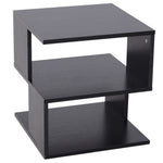 Square 2 Tier Wood Coffee Side Table Storage Shelf Rack | Black