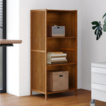 3-tier Open Bookcase, Small Space Bamboo Storage Shelf, Freestanding Corner Organizer With Raised Feet