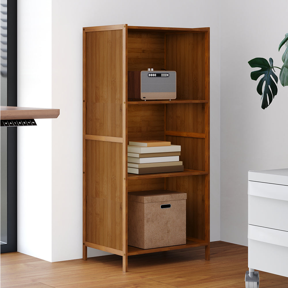 3-tier Open Bookcase, Small Space Bamboo Storage Shelf, Freestanding Corner Organizer With Raised Feet