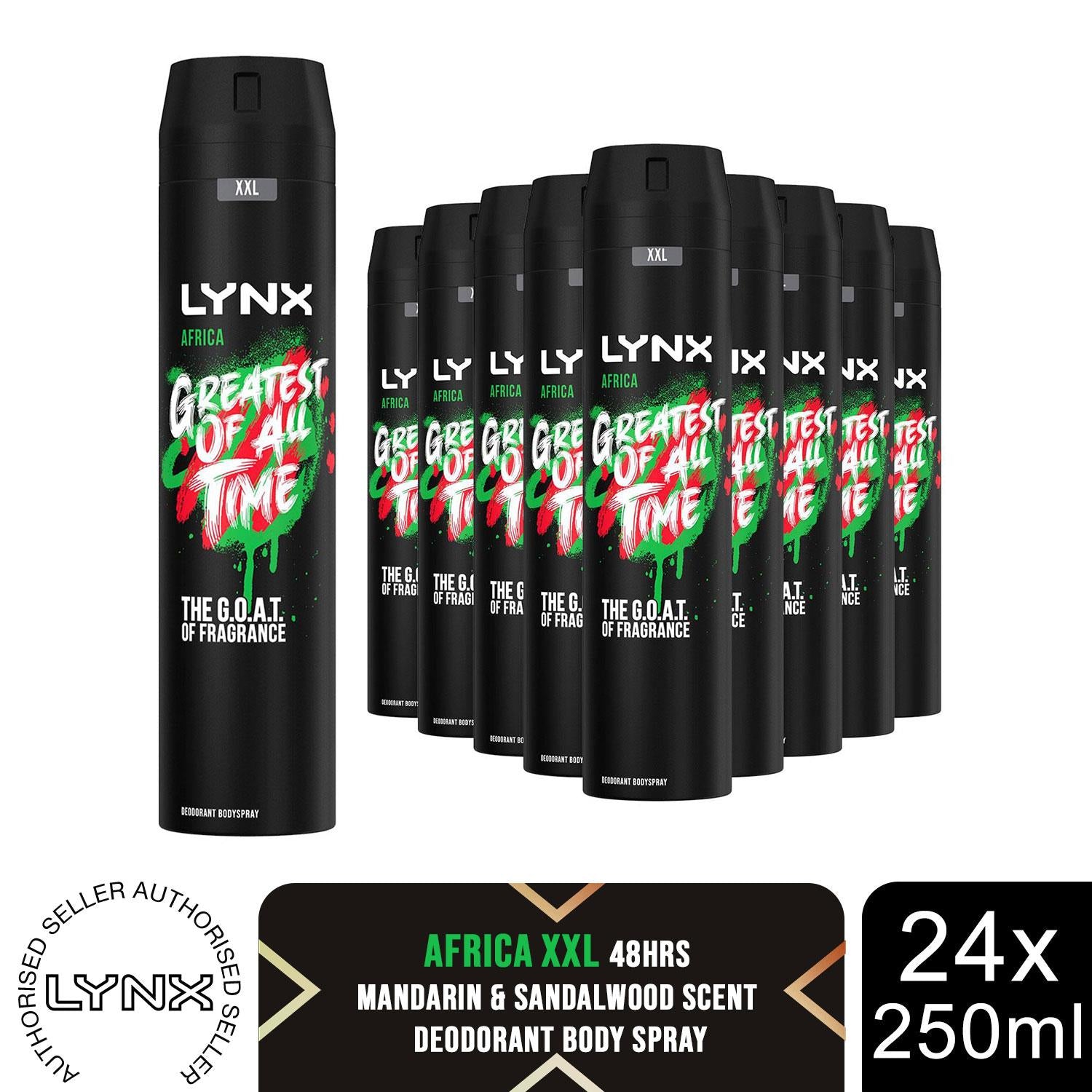 Xxl Deodorant Bodyspray Africa 48h The G.o.a.t. Of Fragrance 250ml, 24 Pack | Set of 24