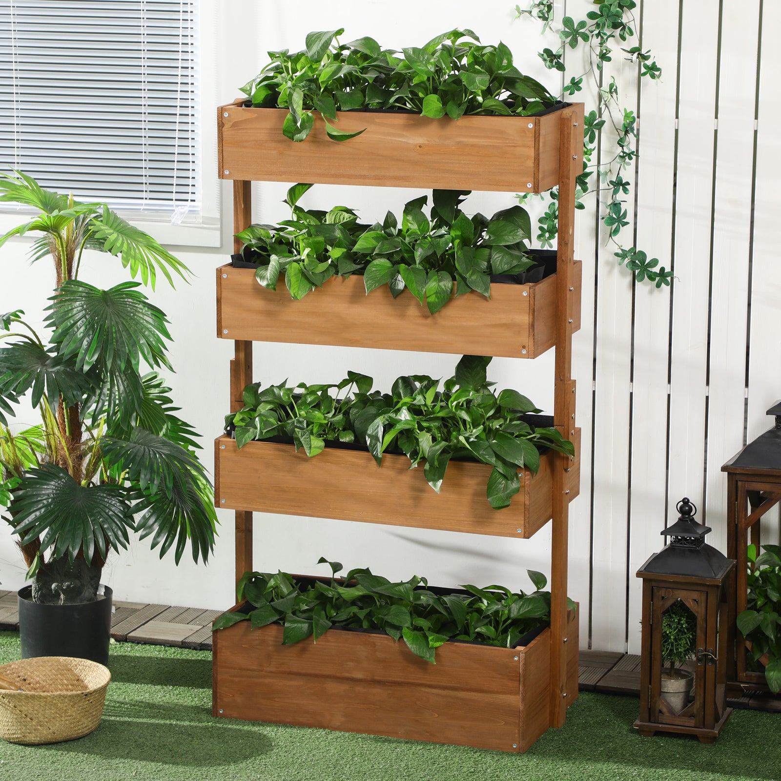 4-tier Raised Garden Bed Vertical Planter Orange