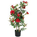 HOMCOM 90cm Artificial Rose Tree With 344 Silk Leaves And 17 Flowers