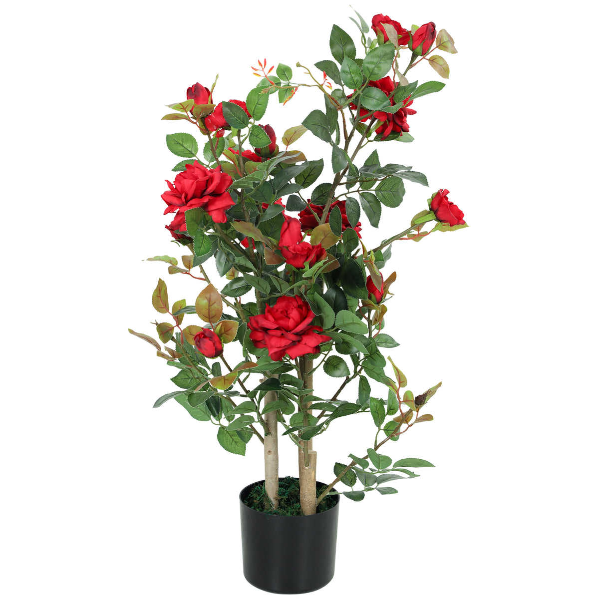 HOMCOM 90cm Artificial Rose Tree With 344 Silk Leaves And 17 Flowers