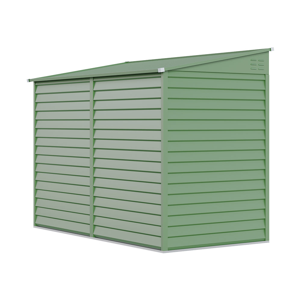 Zinc Steel Metal Garden Shed 4.7 × 8.86 Ft, Sloped Roof Outdoor Storage Shed With Built-in Hooks, Space-saving Design
