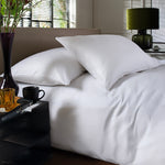 Fine Stripe 100% Cotton White Duvet Cover Set – 200tc Sateen With 2mm Stripe And Piped Trim | Double | White