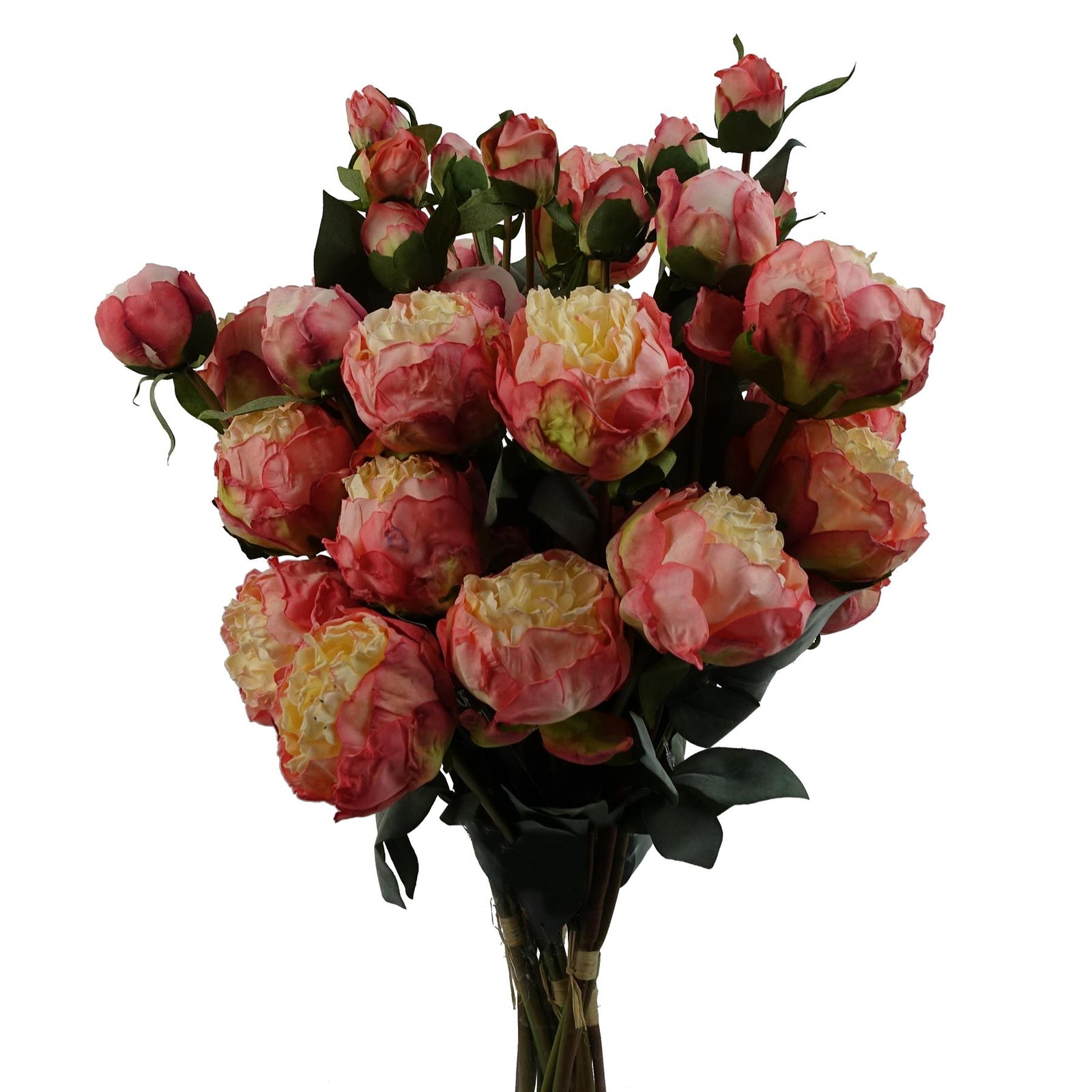 6 X 55cm Pink Peony Artificial Flower Stems 24 Flowers 18 Buds