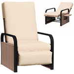 Rattan Recliner Chair, Adjustable Backrest & Footrest | Brown