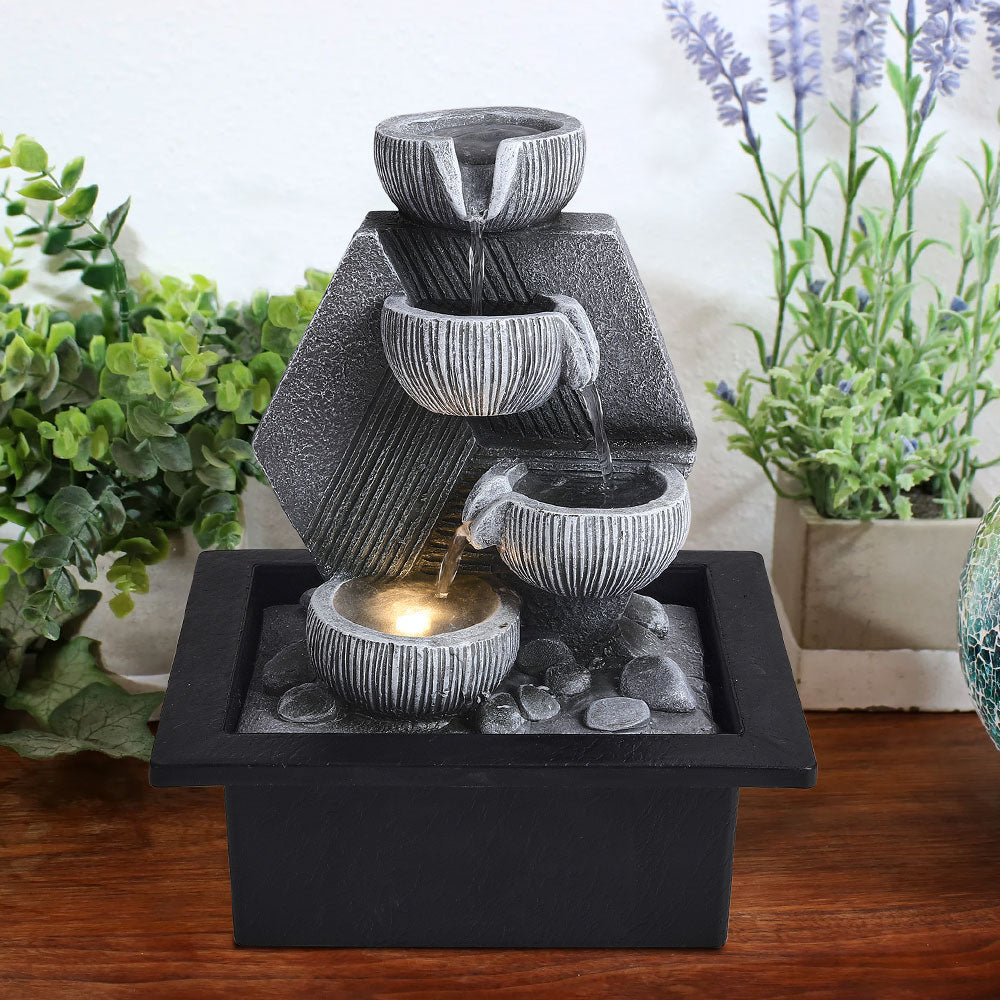 Garden Resin Fountain Water Feature Led Light
