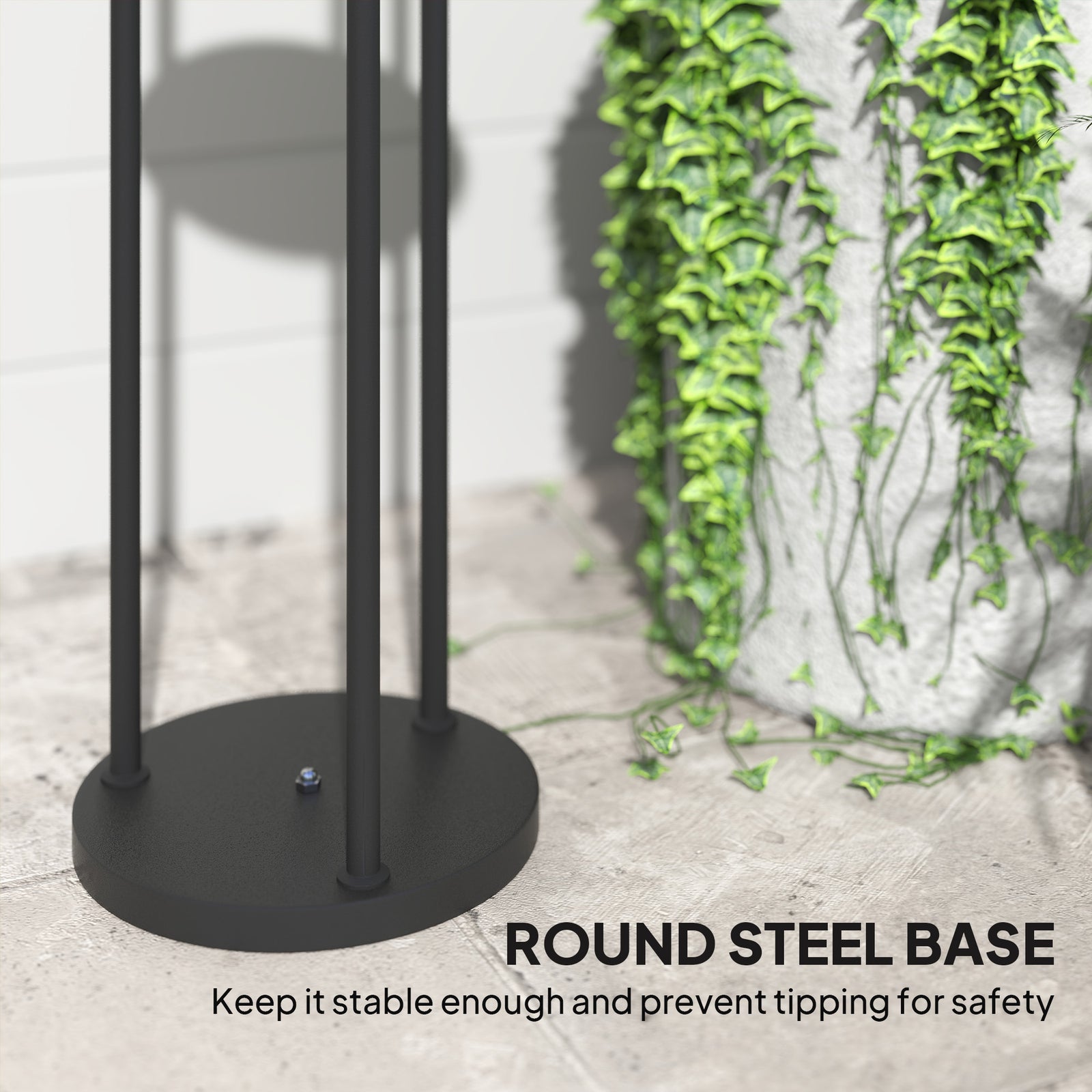 3-light Solar Rattan Floor Lamp W/ Shelf, Auto On/off