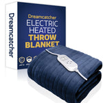 Deluxe  Xl Electric Throw Heated Double Over Blanket Soft Fleece 9 Heat & 12hr Timer Settings | XL | Blue