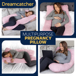 Pregnancy Pillow, U Shaped Shredded Memory Foam Maternity Cushion Machine Washable & Removable Velvet Cover | L | Pink