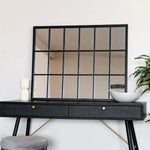 Kyō - Metal Rectangle Lattice Window Mirror | 90cm x 70cm | Black