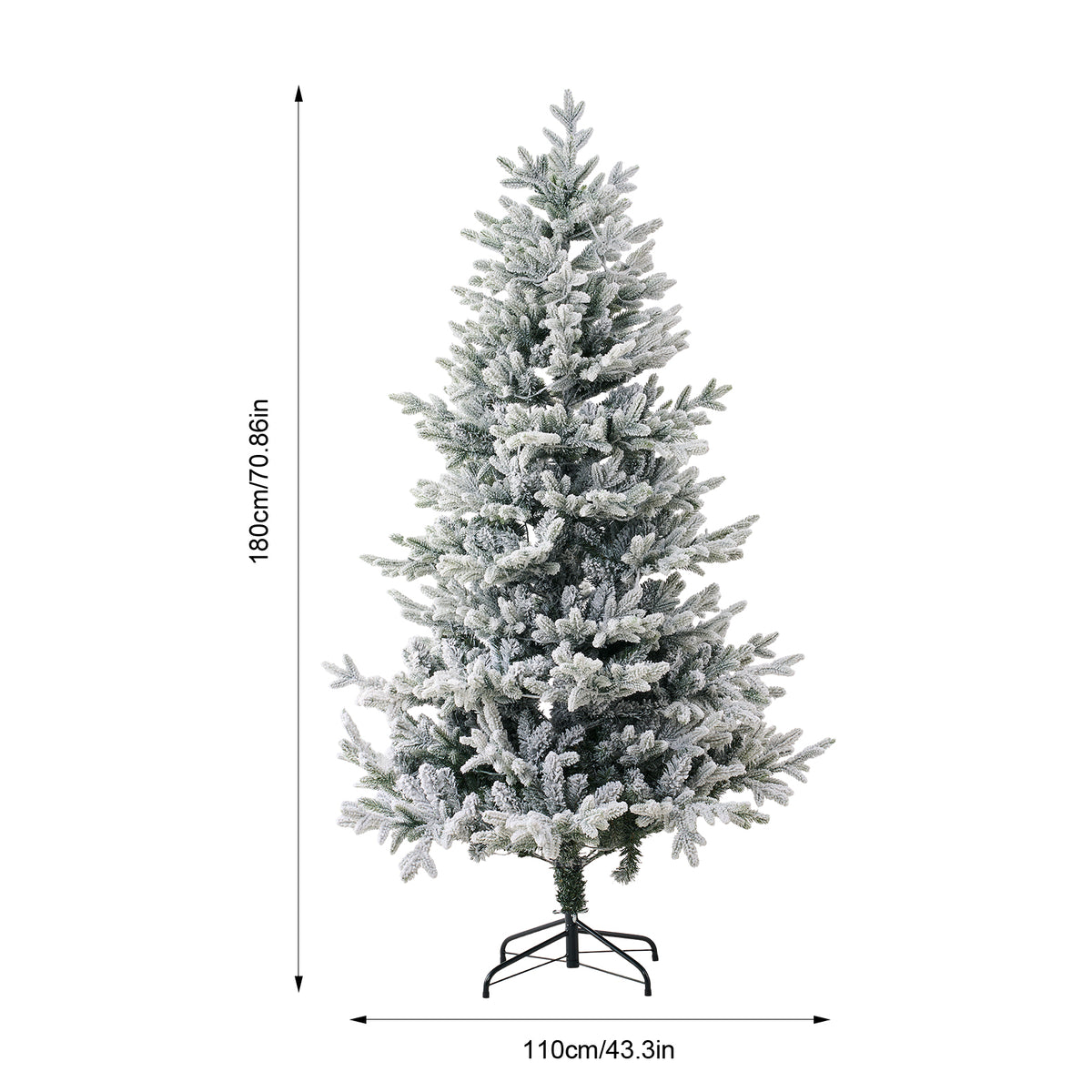 Breeins 180cm Pre-lit Artificial Flocked Christmas Tree With Metal Stand