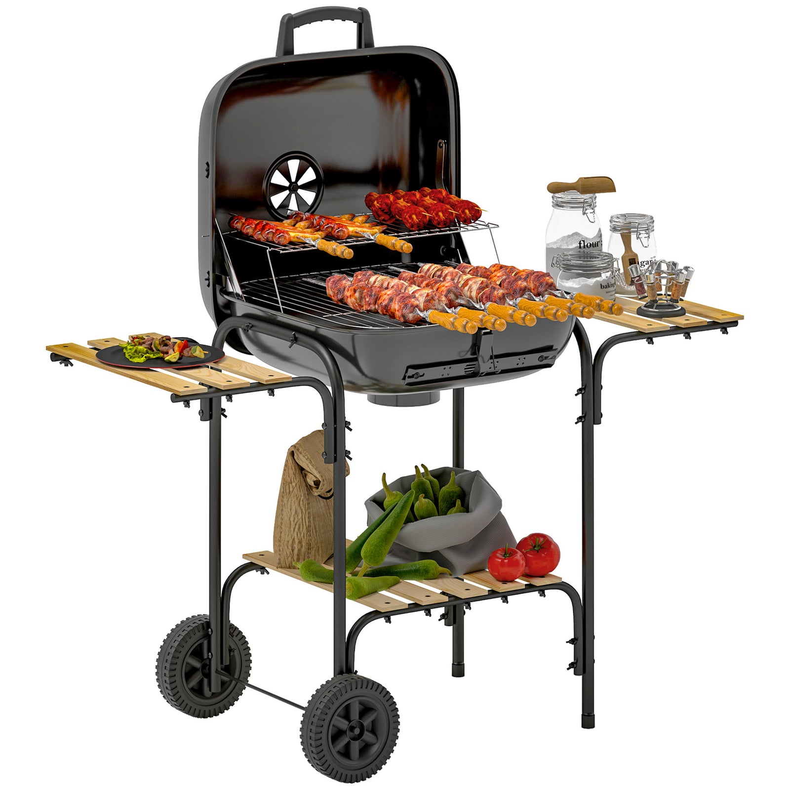 Charcoal Barbecue Grill Portable Bbq Grill | Black
