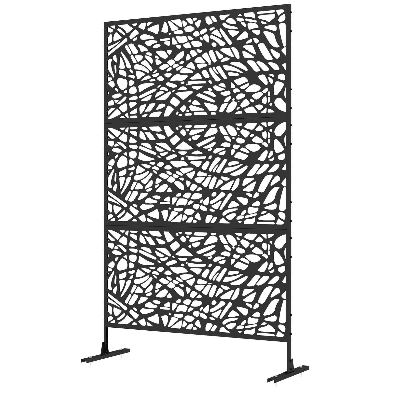 6.5ft Metal Privacy Screen W/ Stand, Twisted Lines