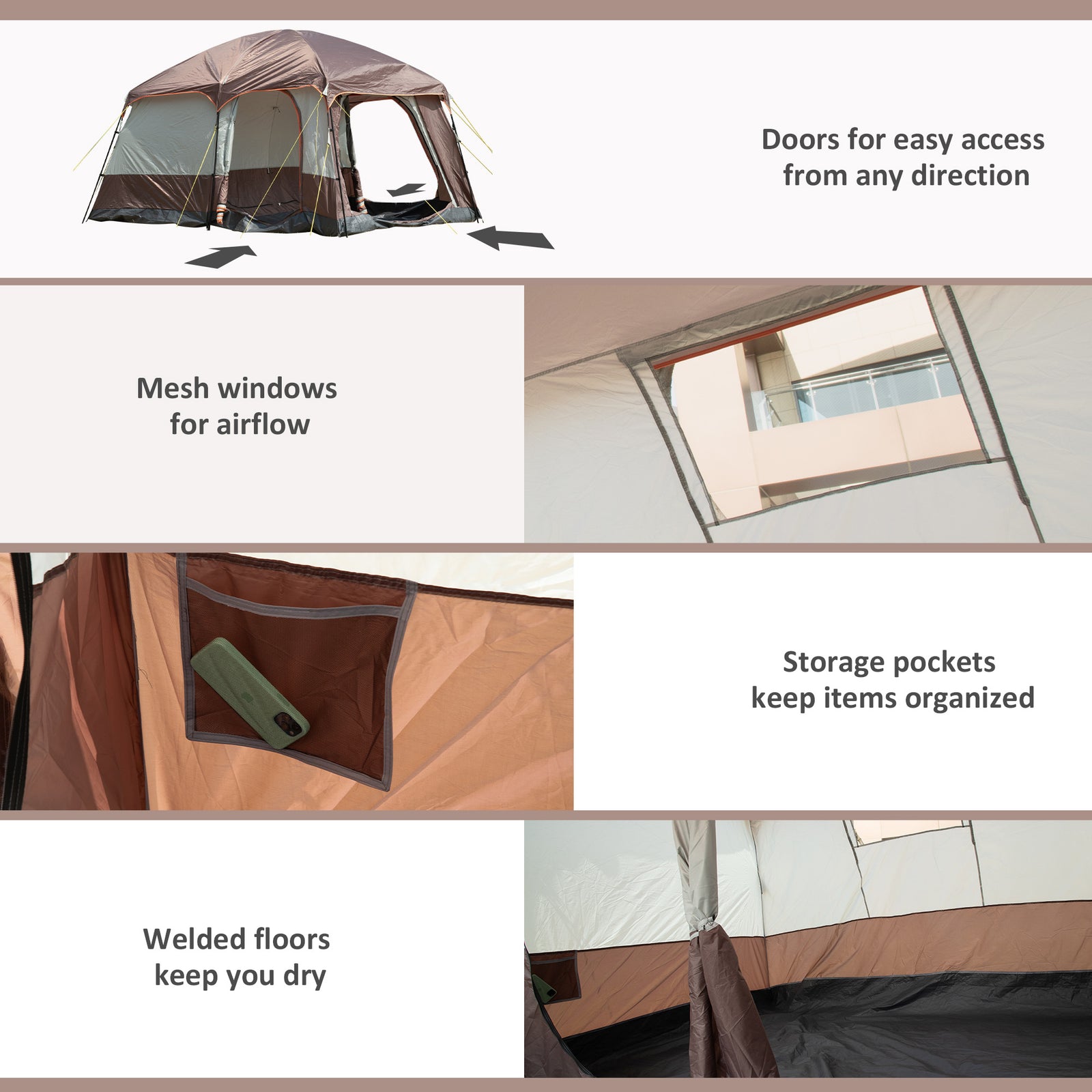 3-4 Man Two Room Camping Tent W/ Vestibule And Portable Bag