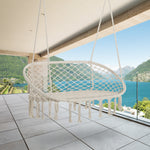 Hanging Chair, Cotton-polyester Blend Macrame, Metal Frame | Cream