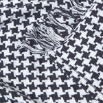 Houndstooth Design 100% Cotton Bedspread Throw | 225cm x 255cm | Black