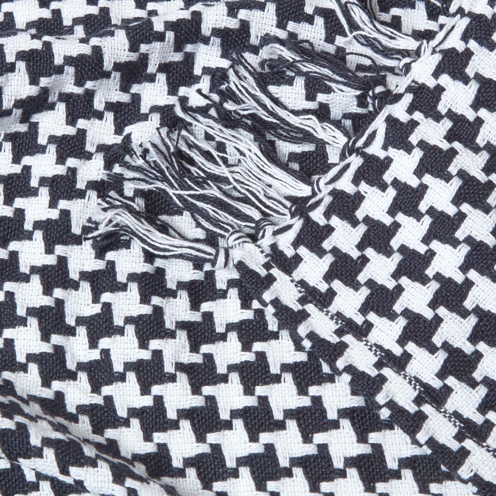 Houndstooth Design 100% Cotton Bedspread Throw | 225cm x 255cm | Black