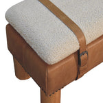 Solid Wood Strapped Cyclinder Bench