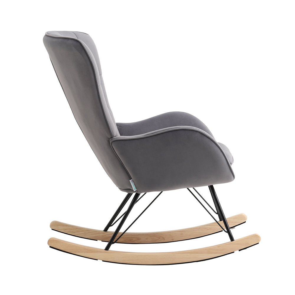 Modern Upholstered Rocking Chair For Living Room Bedroom | One Size | Grey