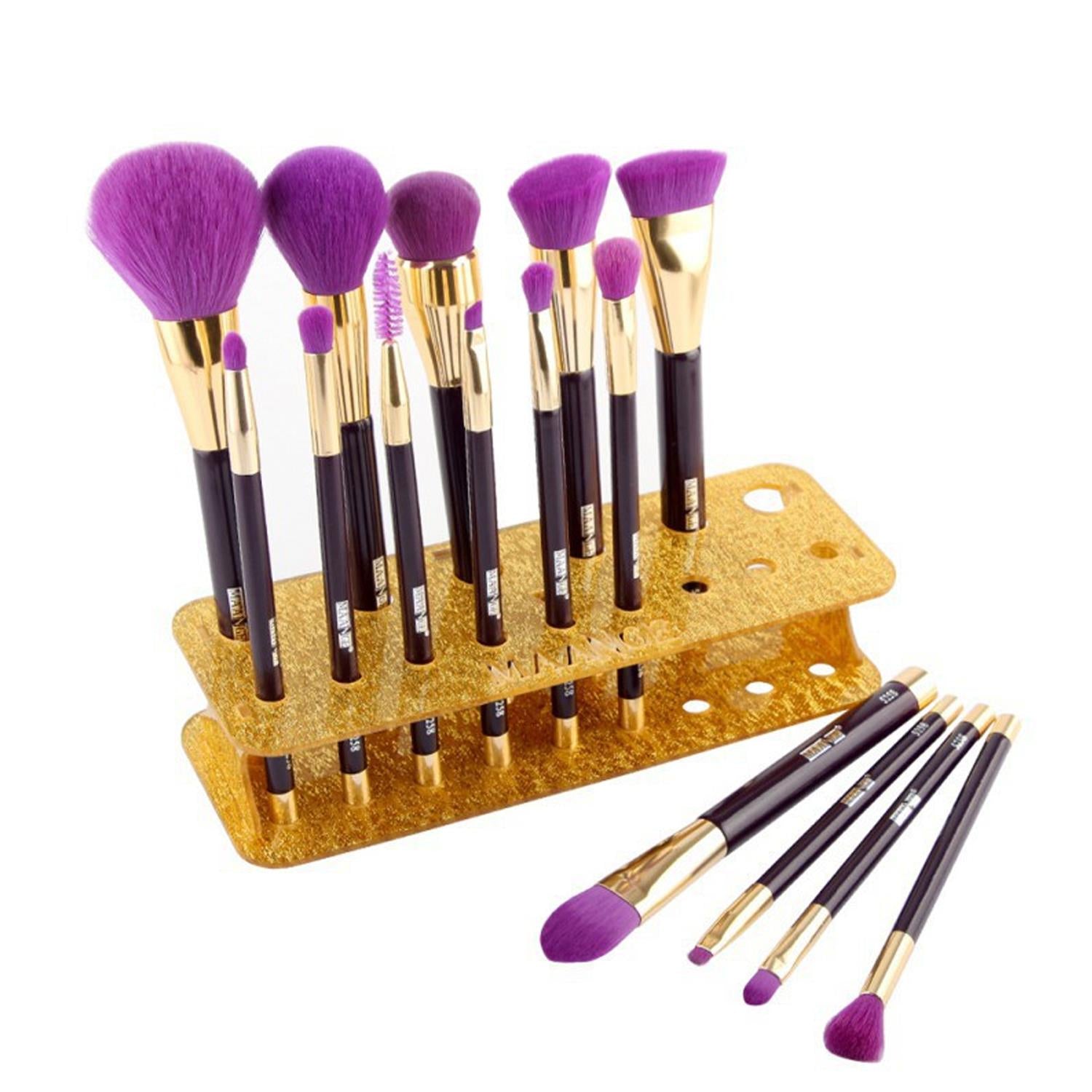 Makeup Brush Holder Gold 15 Hole Stand Cosmetic Organiser Storage
