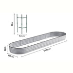 Garden Bed Oval-shaped Galvanized Steel Raised  Galvanized Planter Box Garden Planter With Metal | Large | Galvanized Silver